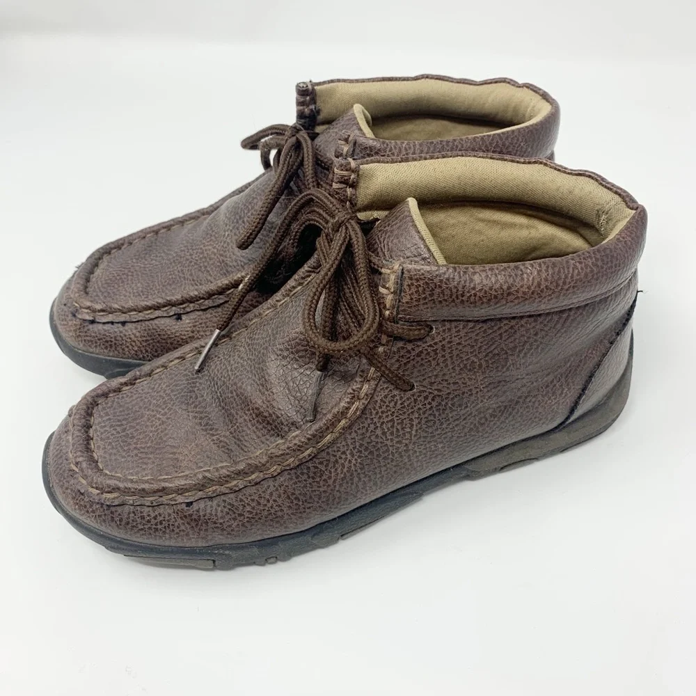 Twister Oakley Moccasins Youth Dark Brown Leather Size 2